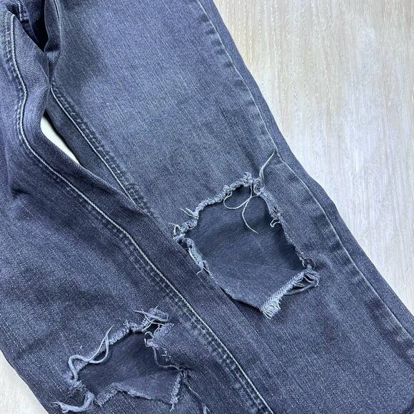 ASOS Faded Black Distressed Ripped Grunge Edgy High Rise Skinny Denim Jeans 26 - Picture 8 of 16